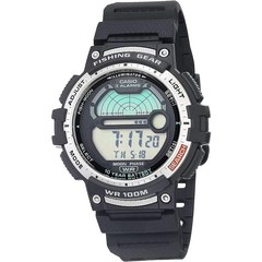 카시오 남성용 프로 트렉 (Pro Trek) 쿼츠 스포츠 시계 레진 스트랩 포함 블랙.