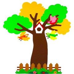 [지니스쿨] 교실 환경미화 - 넓은잎 봄 나무 세트 270 (갈색 울타리), 갈색 울타리