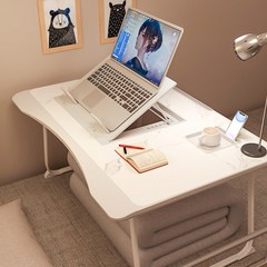 에이원스토어 베드 좌식 접이식 책상 노트북 테블릿 거치대 테이블, 화이트