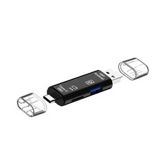5 in 1 USB 2.0 카드 어댑터 타입 C 카드 리더 빠른 속도 USB-C 허브에 OTG 전화, A, 검은색