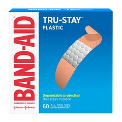 밴드에이드 Band Aid 트루-스테이 플라스틱 접착 밴드 올 원 사이즈 60 개입, 1개