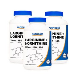뉴트리코스트 L-아르기닌 + L-오르니틴 750mg 180캡슐 3팩