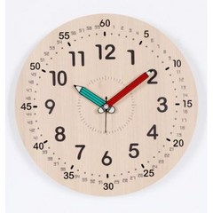 하루아홈 다이얼넘버 교육용 어린이 아이 시계공부 무소음 벽시계 LW2002 + AA건전지, 혼합색상