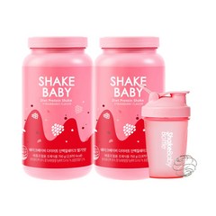 쉐이크베이비 단백질 다이어트 식사대용쉐이크 2입+보틀세트, 딸기맛750g+딸기맛750g+핑크보틀1개, 1세트
