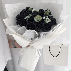 어나더플레르 20송이 장미 꽃다발 + 쇼핑백, 블랙