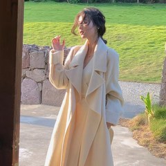 여성롱코트 가을 겨울 캐시미어코트 양모코트 울코트 오버핏 여자 핸드메이드 코트