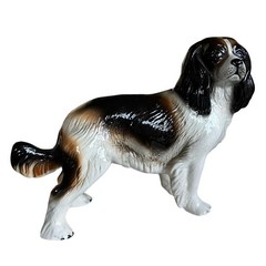 시뮬레이션 강아지 입상 동상 인형 미니어처 동물 모델 테이블 장식품 뒷마당 안뜰 연구 정원 장식을위한, 갈색과 흰색, 수지
