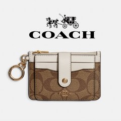 COACH 코치 어태치먼트 카드 지갑 명품 카드지갑 코치 카드지갑 / 카키 Khaki Chalk