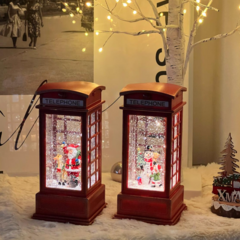 샬몽스델리 전화부스 오르골 크리스마스 워터볼 LED 무드등 뮤직박스, 산타(2102A)