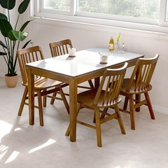 라로퍼니처 알토 1300 세라믹 4인용 원목 식탁 세트, 알토 유광 의자형(식탁1+의자4)