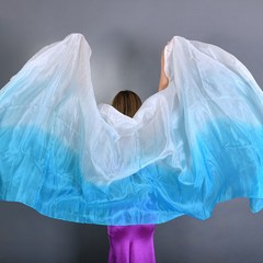 밸리댄스복 100% 실크 공연 댄스 단색 밝은 질감 베일 숄 여성 스카프 의상 액세서리 밸리 250cm x 110cm, 화이트 청록색