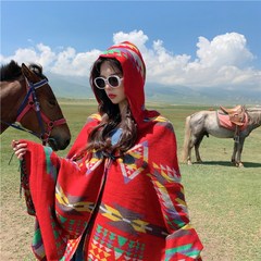몽골망토 판초 숄 여행 스카프 후드 방한 에스닉
