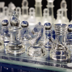감성 예쁜 유리 체스 보드게임 성인용 키덜트 휴대용 체스판 세트, 소형 체스 새트
