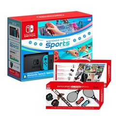 [닌텐도] 닌텐도 본체 스위치 스포츠 세트 / Nintendo Switch Sports 세트 [온라인 개인플랜 12개월 이용권 포함] & 테크라인 올인원 스포츠 키트 7in1