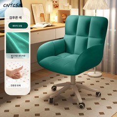 CNTCSM의자 가정용 컴퓨터 의자 기숙사 침실 대여방 여자 등받이 작은, 피부 친화적인 융모[흑록] 라텍스], 강철로 만든 발