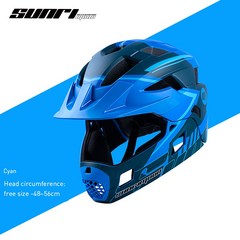 MTB 분리형 풀 페이스 사이클링 헬멧(충전식 라이트 포함) 스포츠 안전 Mountain Road capacete de ciclismo54-57, 파란색, s-m(54-57cm)