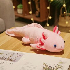 도마뱀 우파루파 인형 도롱뇽 물고기 애착인행 아홀로틀 약 45cm, 핑크