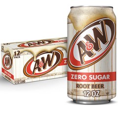 A&W 제로 슈가 루트 비어 소다 음료 354ml 12캔 1박스 Zero Sugar A&W Root Beer 12 fl oz, 355ml, 12개