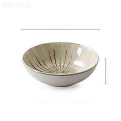 객 도자기 그릇의 가정용 식구 아이스하이드 라면 그릇 라면 그릇을 개개성 라인, 베이지 기질라인 8인치 그릇(19_8cm)G-647-, 1개