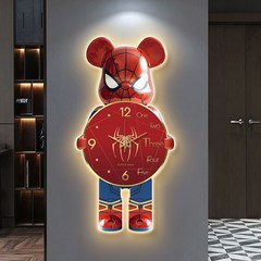 Uinox 곰돌이 시계 LED 무드등 인테리어 벽시계 대형 디자인 무소음 조명벽시계, J, 31*60cm