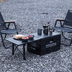 mangoxiniu 캠핑박스 합금 커버 접이식 수납함 차량용 트렁크 공용 캠핑 가방, 알루미늄합금뚜껑+접는 탁자