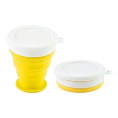 접이식 컵 접이식 텔레스코픽 텔레스코픽 실리콘 워터 컵 야외 여행 워터 컵 티 컵기구 주전자 식수, 200ml, 노란색, 1개