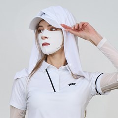 썬마스킨 프리미엄 골프 스포츠 마스크 후드형 햇빛가리개FREE+오픈스타일, 화이트