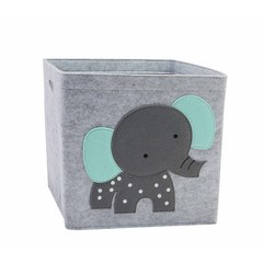 크리에이티브 만화 동물 스토리지 박스 펠트 패브릭 큐브 보육 선반 홈 옷장 접이식 스토리지 바구니 장난감 정리함, gray elephant, 1개