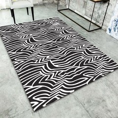 모로칸러그 모로코 카페트 거실 인테리어 흑백 체크 무늬 카펫 스타일 침실 현대적인 3D 기하학 입구 도어 매트 가정용