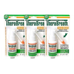 테라 브레스 쓰롯 목 스프레이 3개 TheraBreath Fresh Breath Throat Spray 1 Ounce Bottle (Pack of 3), 1set