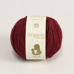 [앵콜스] 아가 오가닉코튼실 30g AGA Organic Cotton 유기농 면사 오가닉실 뜨개실 아기옷 아기양말 모자, 13 딥와인, 1개