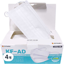 에어캅 비말차단 마스크 대형 KF-AD 흰색, 50개입, 4개