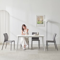 보니애가구 데미안 세라믹 1400 4인용 식탁 + 의자 4p 세트 방문설치, 화이트(식탁), 다크그레이(의자)
