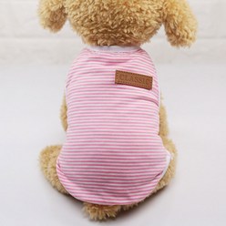 아리코 고양이&강아지 코튼 스트라이프 티셔츠, 핑크