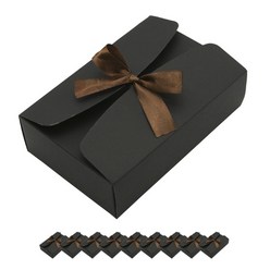 도나앤데코 하트펀칭 직사각 상자 블랙 중 10p + 리본 10p, 혼합 색상, 1세트