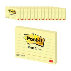 쓰리엠 포스트잇 라인 노트 657 102 x 76 mm 100매, 노랑, 15개입