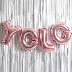 YOLO 은박풍선 커튼 세트, 로즈골드, 1세트
