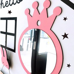 퍼니즈 프린세스 아이방 공주 아크릴 왕관 안전 거울, 핑크