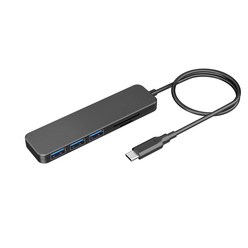 [쿠팡수입] 만듦 메모리카드 리더 3포트 USB 3.1 Gen1 허브 Type-C 1.2m PEC-HS0059-C120, 블랙