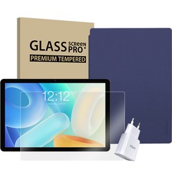 태클라스트 PD 고속충전 고성능 태블릿PC M40 AIR + PD 충전기 + 강화 패키지, 그레이(태블릿PC), 블루(케이스), 128GB, Wi-Fi