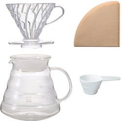 하리오 V60 Coffee Brewing 세트, 드리퍼 + 서버 600ml + 종이필터 40p + 계량스푼