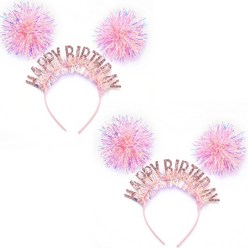조이파티 홀로그램 생일머리띠, 핑크, 2개