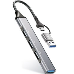 코시 다용도 듀얼 커넥트 USB 3.0 4포트 C타입 + USB-A 허브 UH4094CA, 실버