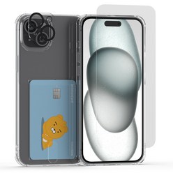 요이치 아이스핏 카드수납 휴대폰 케이스 + 0.2mm 강화유리 2p + 카메라 빛번짐차단 필름 세트, 1세트