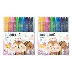 모나미 모니주 샤프식 색연필 여 2세트, 12색, 1세트