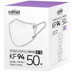 코멧 KF94 보건마스크 새부리형 2단접이 중형 (와이드핏), 5매입, 10개, 화이트