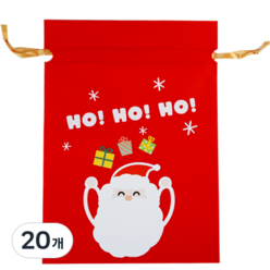 도나앤데코 크리스마스 선물 포장 부직포백 26 x 36 cm, 레드 호호호산타, 20개
