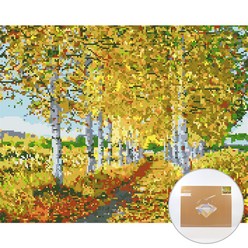 아트조이 DIY 보석 십자수 캔버스형 50 x 40 cm, 자작나무길, 1세트