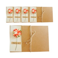 도나앤데코 클로이 편지지 + 크라프트 봉투 + 종이꽃데코, 오렌지, 5세트