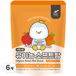 리틀스푼 쌀과자 유기농떡뻥 스틱 현미 소프트팡, 혼합맛(사과 / 당근), 30g, 6개